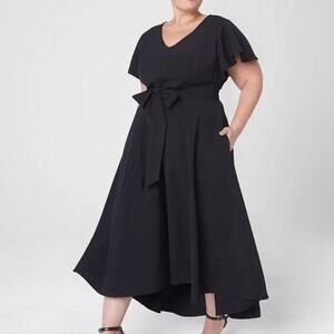 Lane Bryant Black Lena Midi Dress Size 28 Wedding Guest Party Night Out NWT